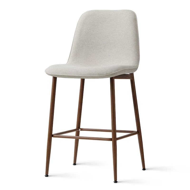 26" Seat Height Upholstered Counter Height Bar Stools with Walnut Metal Leg (Set of 3)