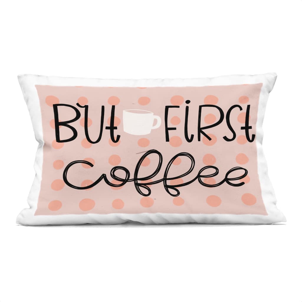 Stupell But First Coffee Polka Dots Decorative Printed Throw Pillow Design by Mandy Ford Art + Illustration