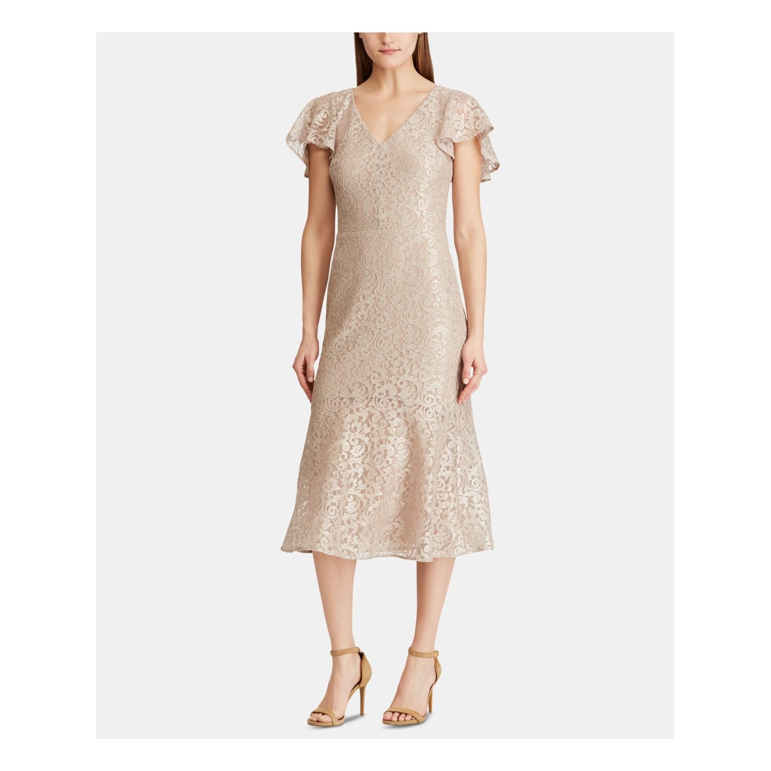 Gold cap sleeve dress clearance
