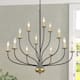 12-Light Candlestick Hanging Linear Chandelier Lighting 3-Tier Ceiling Light Fixture for Kitchen Island - Black and Gold