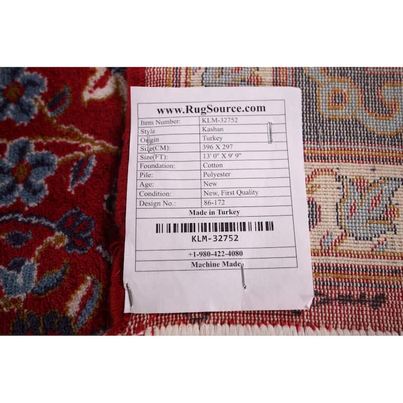 Victorian Style Red Kashan Turkish Rug Machine Made Traditional Carpet - 9'9" x 13'0"