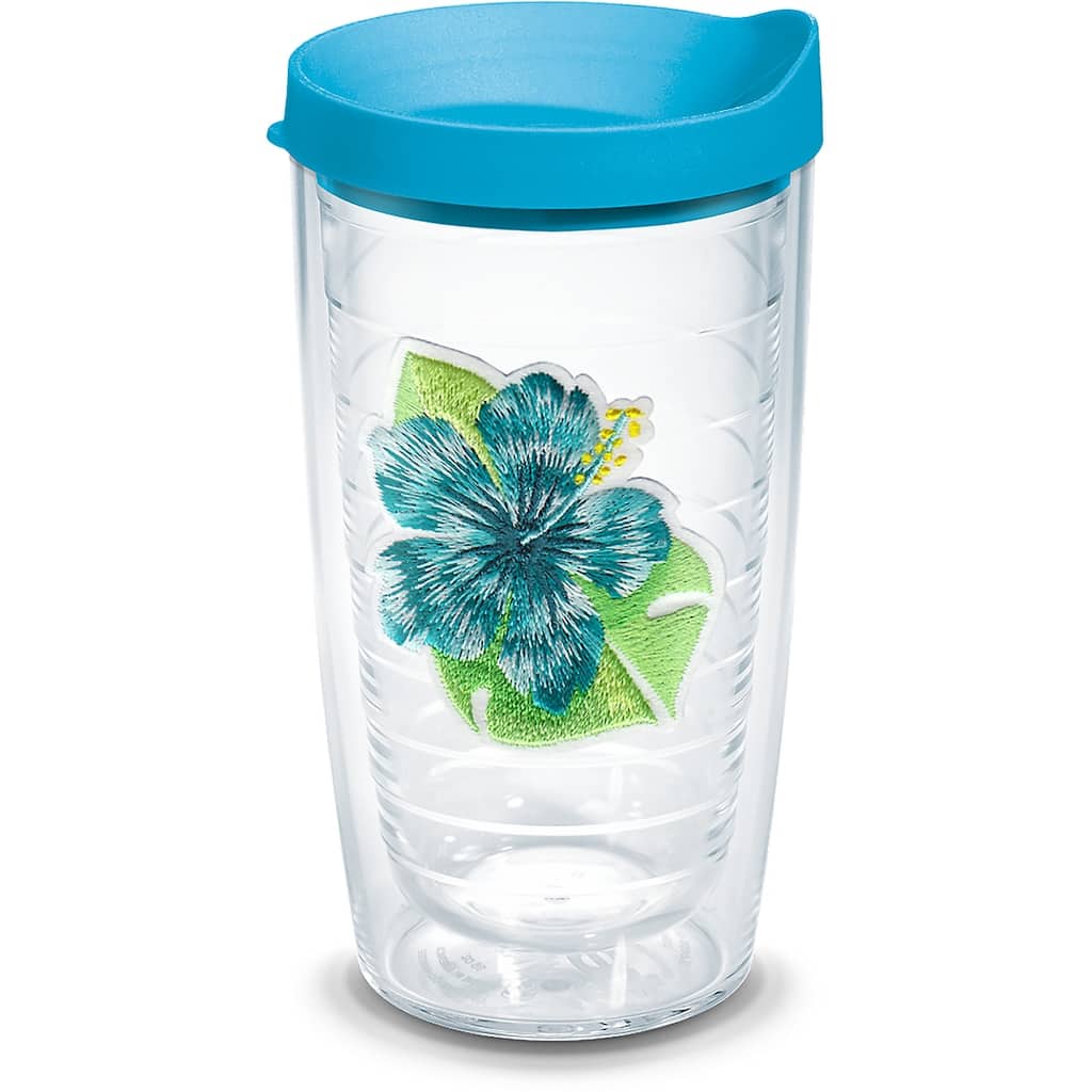 Tervis Tropical Hibiscus Collection Made in USA Double Walled Insulated Travel Tumbler, Island Hibiscus Teal