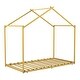 preview thumbnail 8 of 9, Gold Twin Metal House Platform Bed with Trundle
