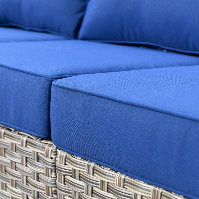 OVIOS 5-piece Patio Wicker Conversation Set With Fire Table
