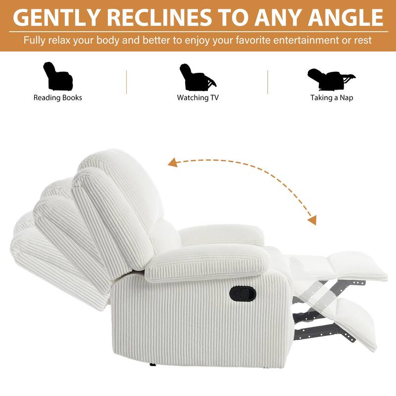 2 Piece Modern Corduroy Upholstery Push Back Manual Recliner Chair