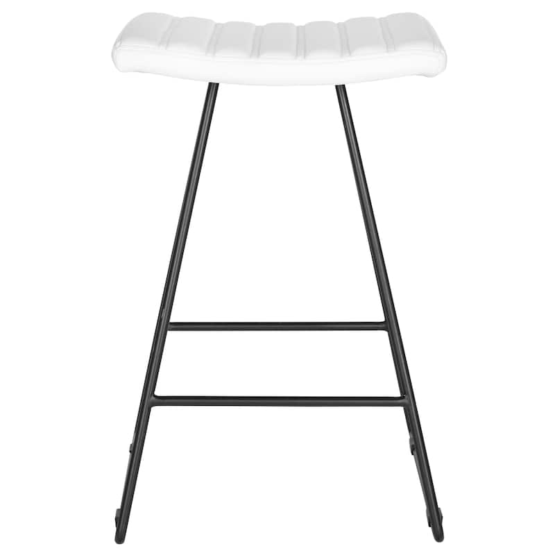 SAFAVIEH Doreen Mid-Century Dining Modern White 27-inch Counter Stool (Set of 2) - 16.5" x 16" x 26"