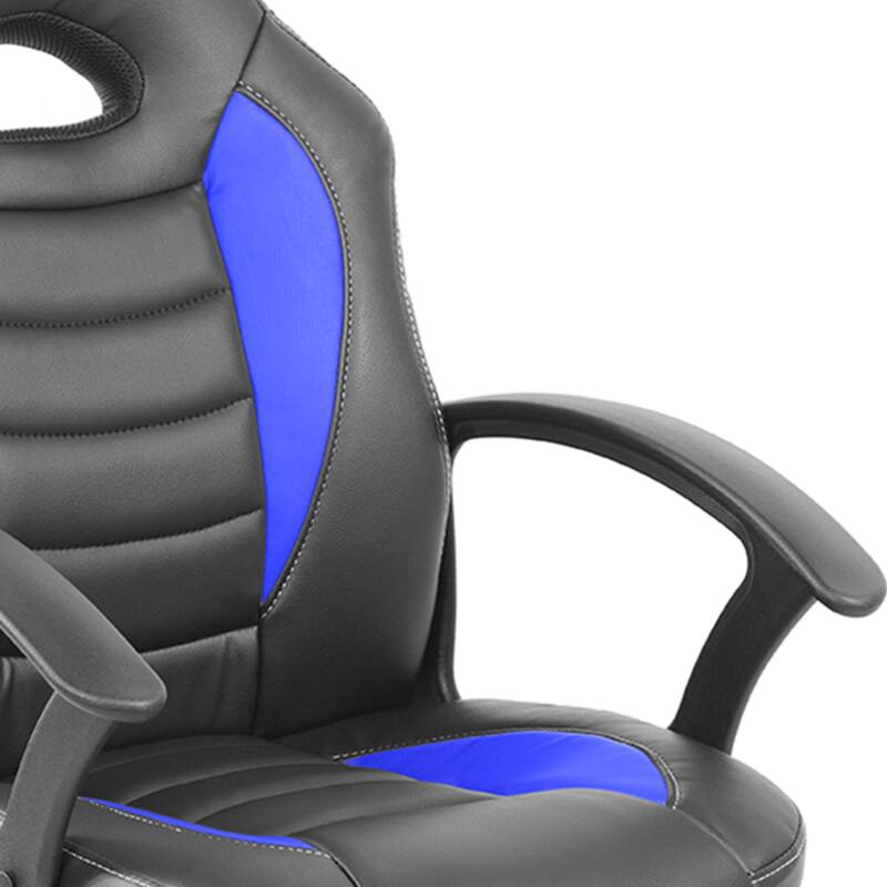 35.25" Black and Blue Techni Mobili Kid's Gaming and Student Racer Chair with Wheels