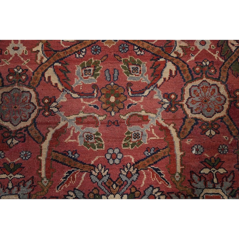 Pre-1900 Antique Sultanabad Persian Area Rug Hand-knotted Wool Carpet - 9'1" x 13'0"