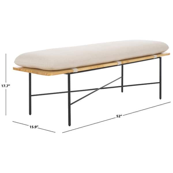 SAFAVIEH Emric Bench with Cushion - 52"W x 16"D x 18"H