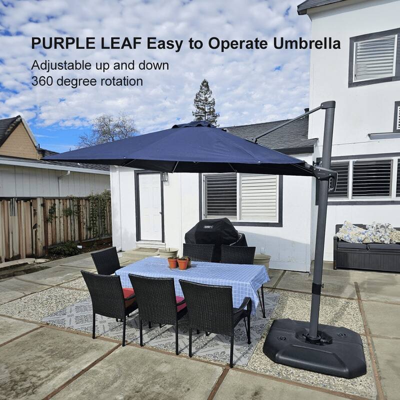 PURPLE LEAF 9 ft 360 Degree Rotation Patio Umbrella With Base