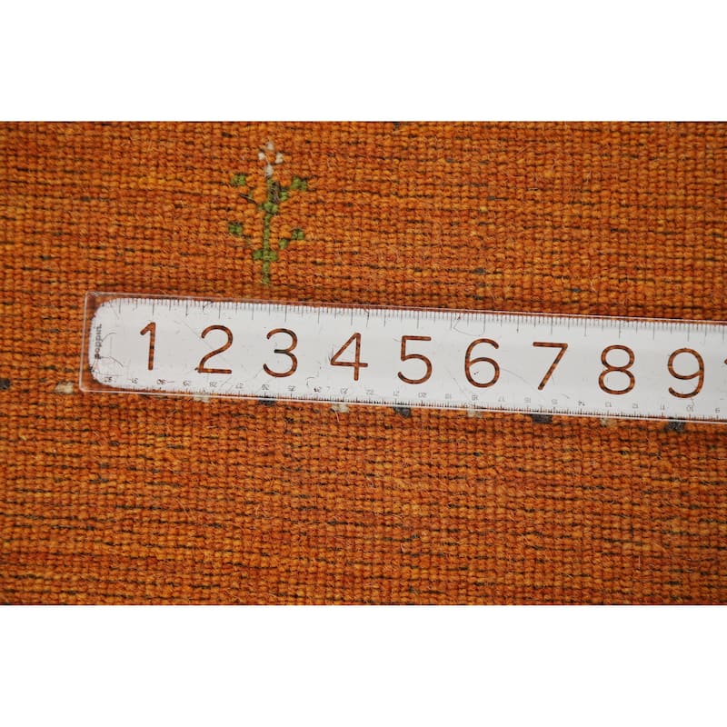 Orange Tribal Gabbeh Indian Rug Handmade Modern Wool Carpet - 4'2" x 5'7"