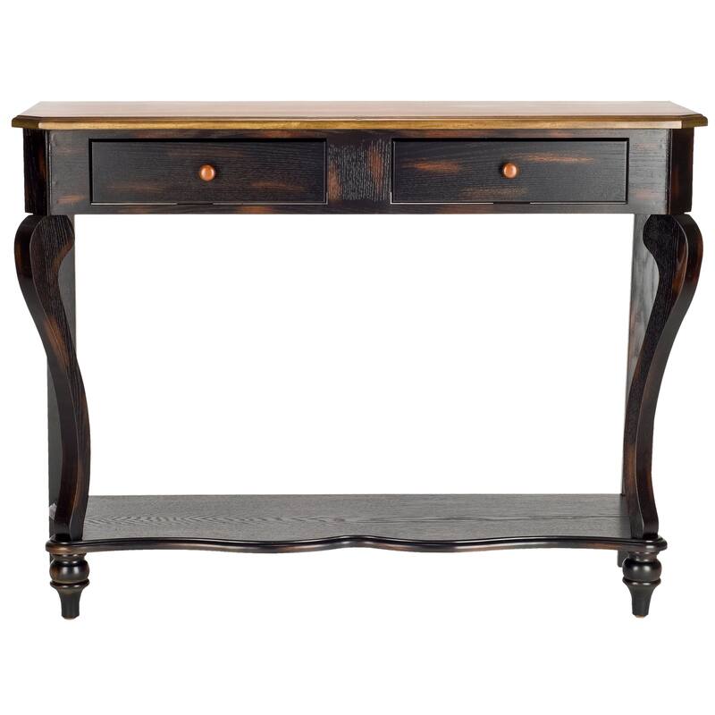 SAFAVIEH Otelia Dark Brown Wood Console Table. - 43Wx15Dx32H - Dark Brown