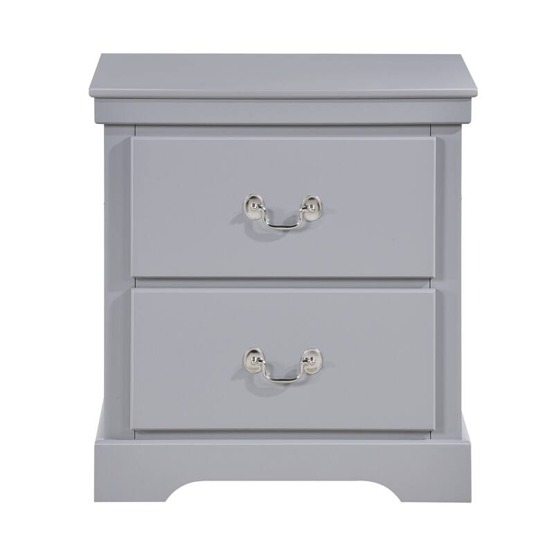 Traditional Gray Wooden Nightstand with 2 Drawers