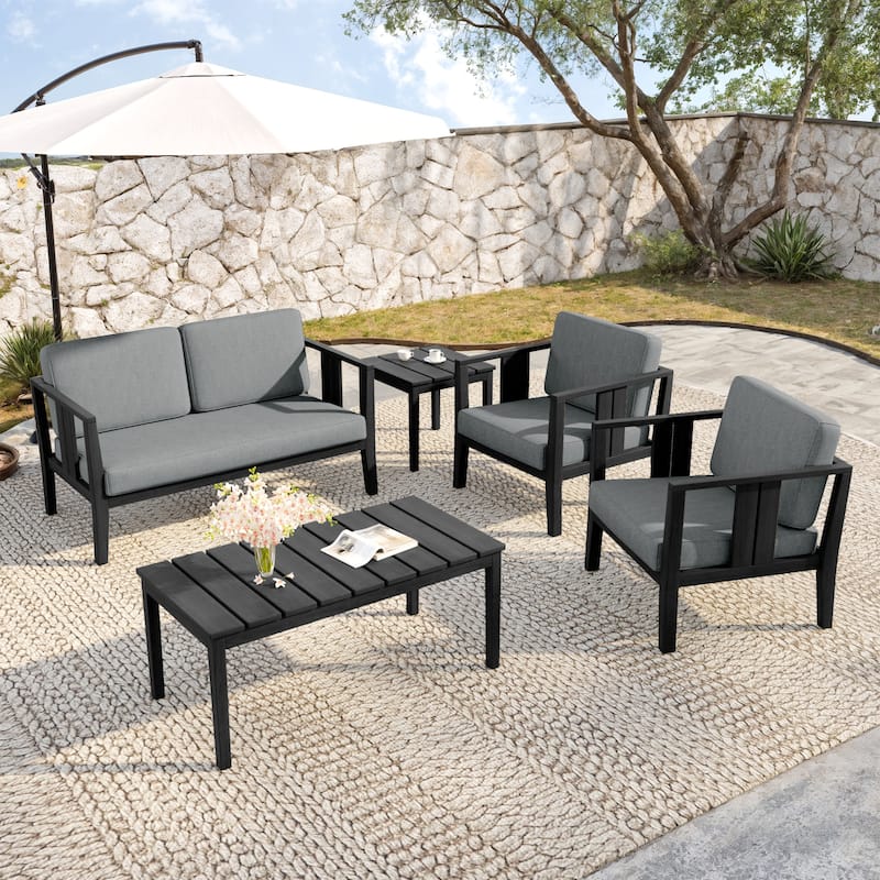 5-Piece Teak Wood Outdoor Conversation Set