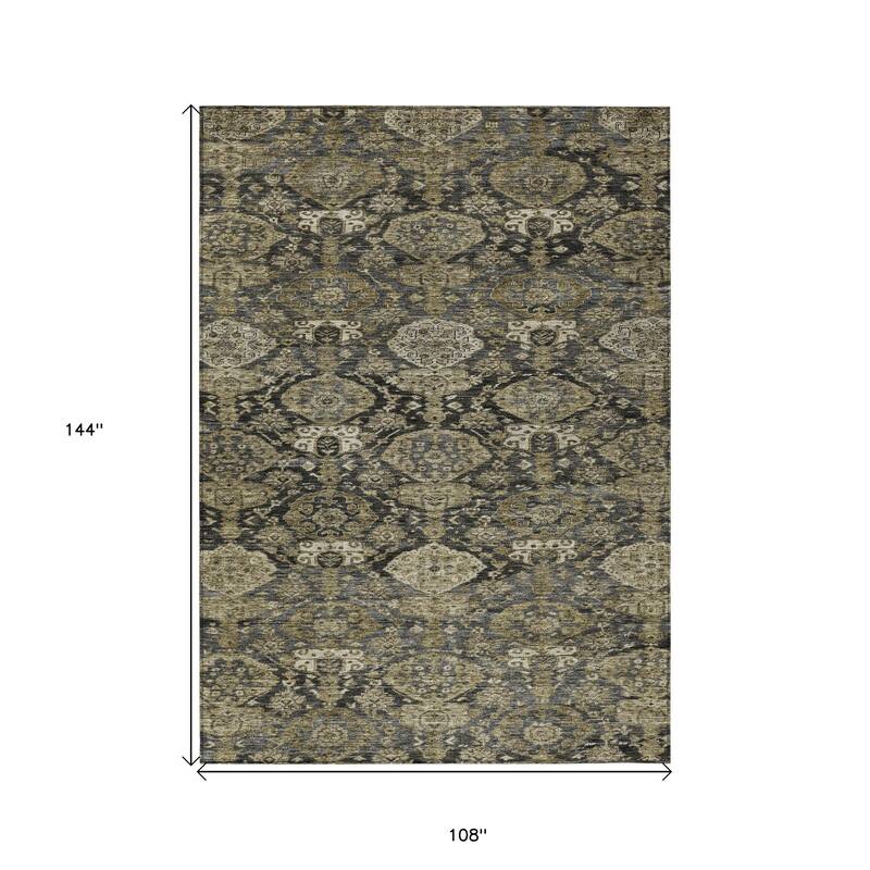 HomeRoots Damask Transitional Rectangle Outdoor Rug