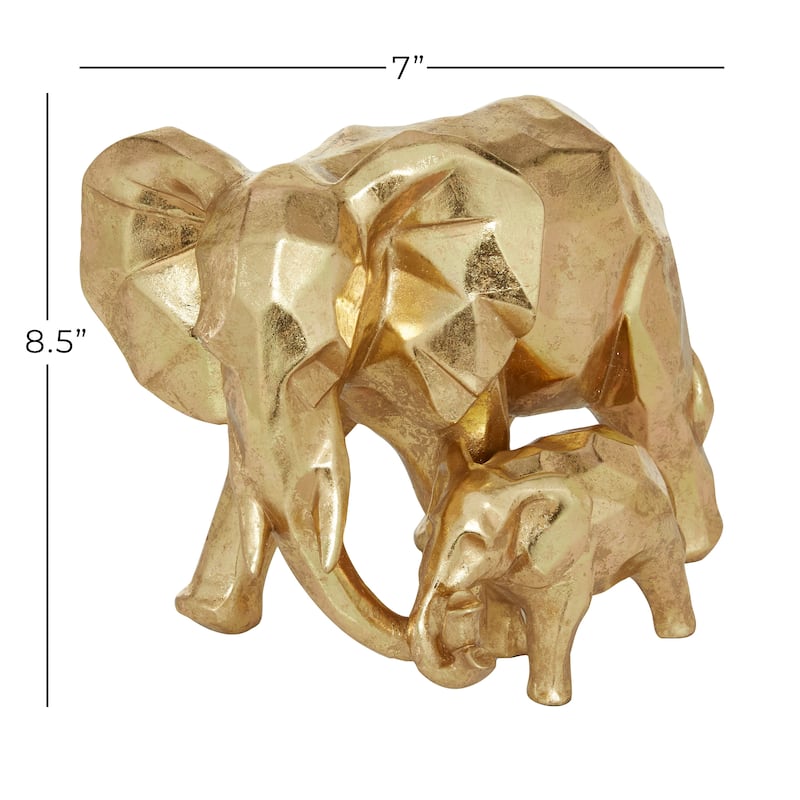 CosmoLiving by Cosmopolitan Gold Polystone Elephant Decorative Sculpture - 7 x 10 x 8