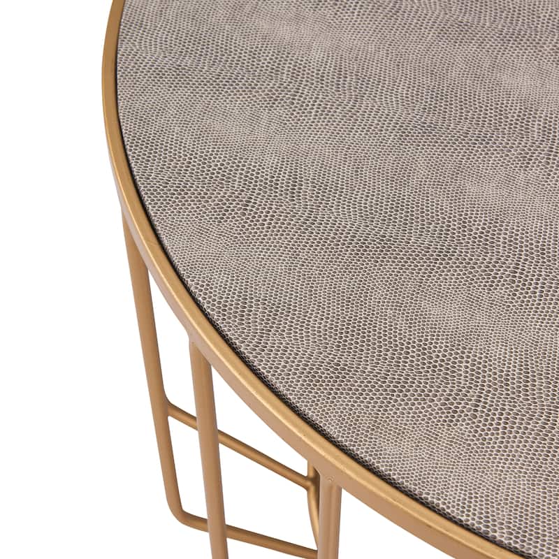 NPD Furniture Halton Set of 2 Faux Shagreen Round Coffee Table