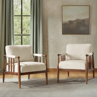 HULALA HOME Avidite Farmhouse Solid Wood Arm Chair with Full Assembly Set of 2
