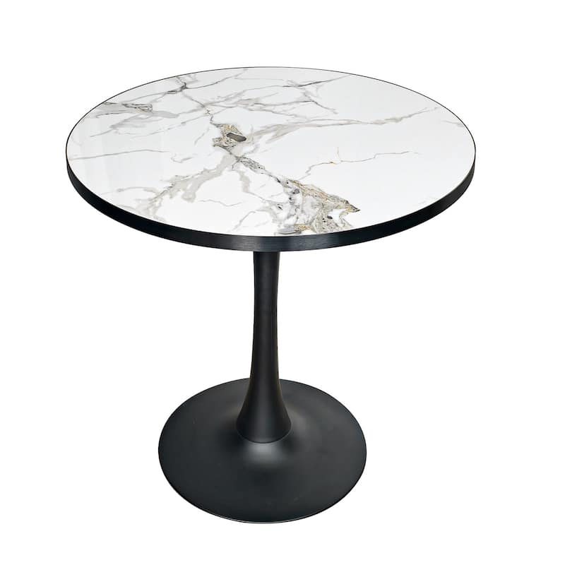 Round Kitchen Dining Table White Sintered Stone-top Larger Pedestal Base Furniture Leisure Coffee Table