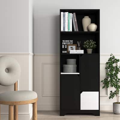 Multifunctional Open Storage Space Bookcase with Doors and Drawer,Modern Style Bedroom Living Room Storage Cabinet