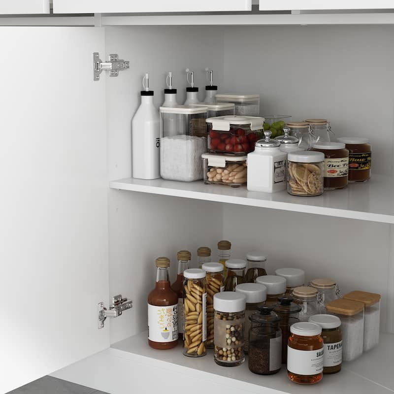 Black Freestanding Kitchen Pantry, Buffet Cabinet with Shelves & Doors - 78.7"H x 63"W