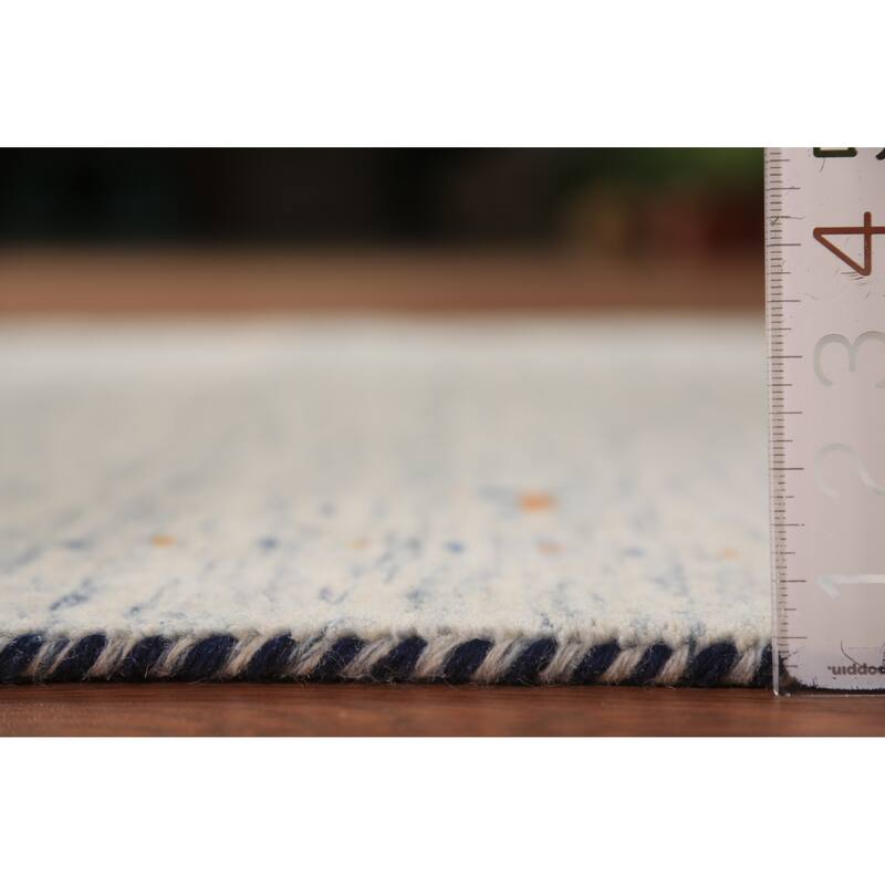 Tribal Gabbeh Area Rug Hand-Knotted Beige Modern Wool Carpet - 3'11" x 5'10"