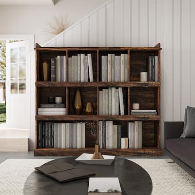 Large Wood Open Bookshelves, Freestanding Display Storage Shelves, Tall Bookcases for Living Room, Home Office