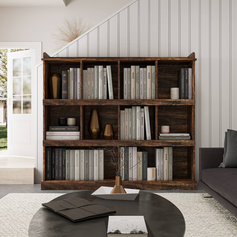 Modern Storage Cabinet with Ten Shelves for Living Room, Bedroom, Office - Espresso