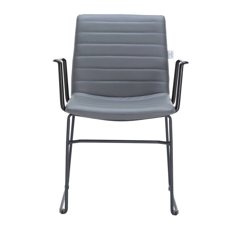 Zylar Ergonomic Guest Chair with Leather, Stainless Steel Base, High-Density Foam, Modern Design for Office or Waiting Room