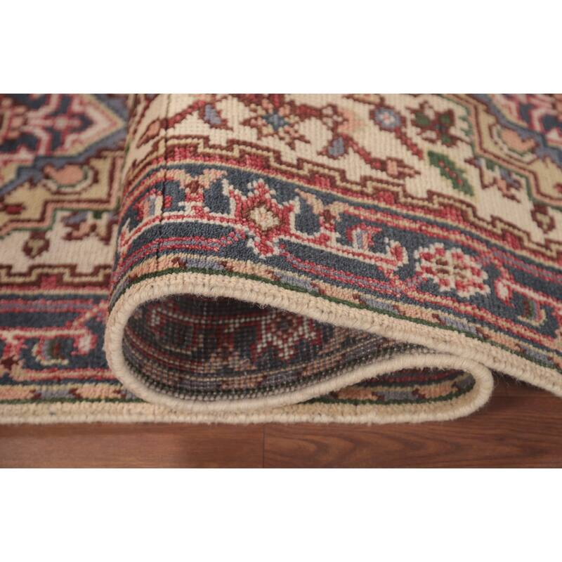 Geometric Heriz Serapi Runner Rug Handmade Wool Carpet - 2'7"x 10'8"