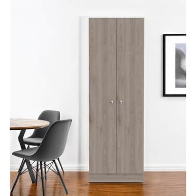 HomeRoots 71" Light Gray Wood Pantry Or Storage Closet - 23.6' X '70.8' X '11.8