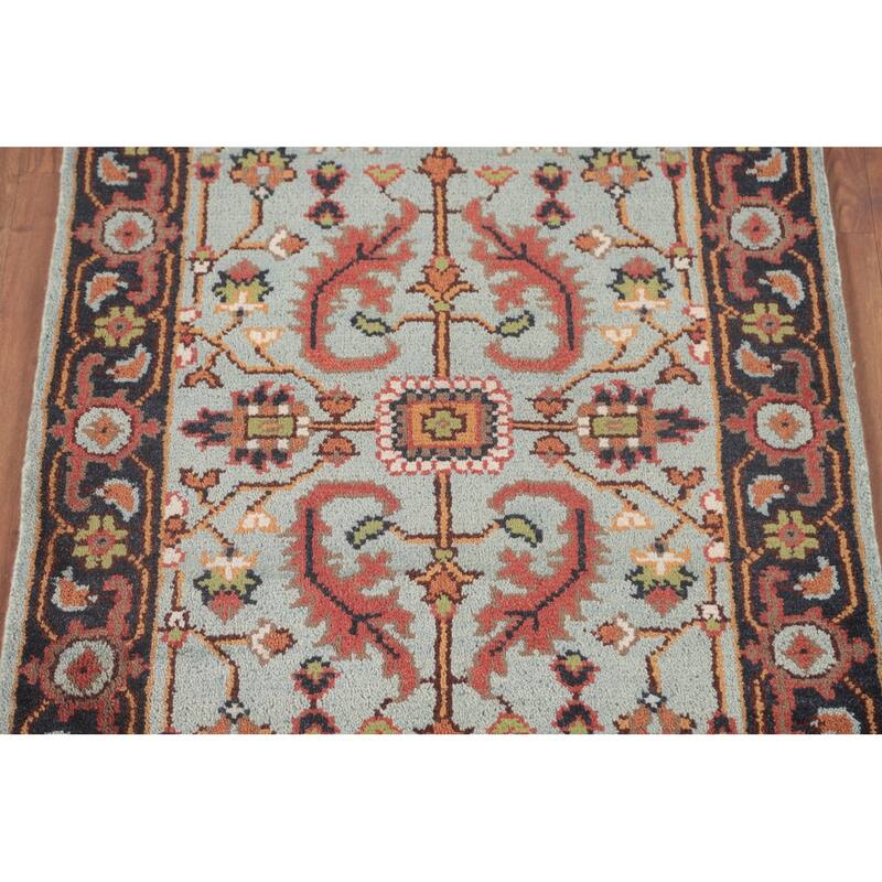 Light Blue Heriz-Serapi Accent Rug Handmade Floral Wool Carpet - 2'11"x 5'0"