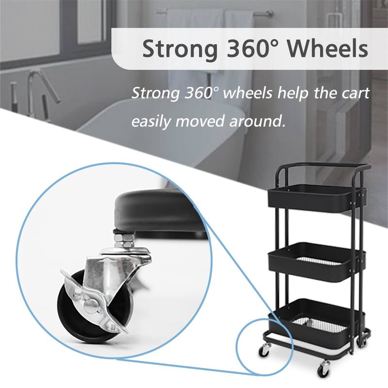 Maypex 3 Tier Foldable Rolling Utility Cart