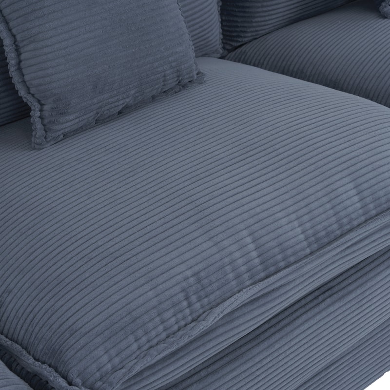149.6" Corduroy U-Shaped Sectional Sofa with 2 Ottomans and Storage Pockets