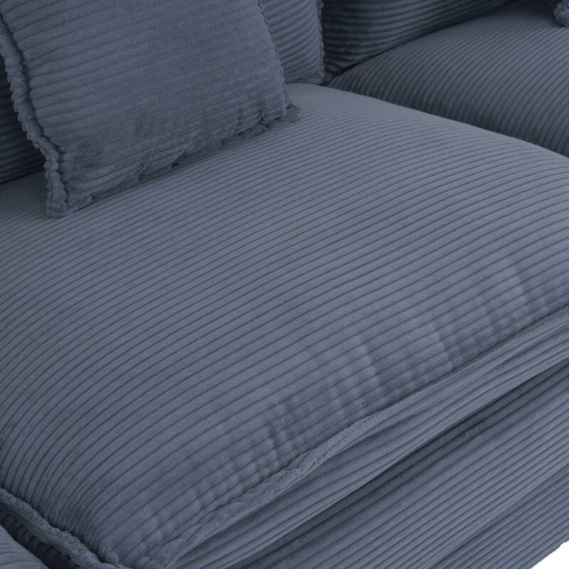 Roomfitters Spacious Modular Corduroy L-Shape Sectional Sofa with Side Storage Pockets for Living Room Convenience