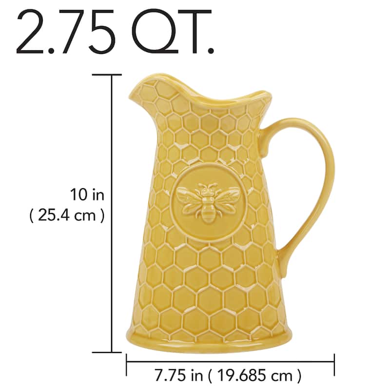 Certified International French Bees Embossed Honeycomb Pitcher - 7.75" x 6.25" x 10"