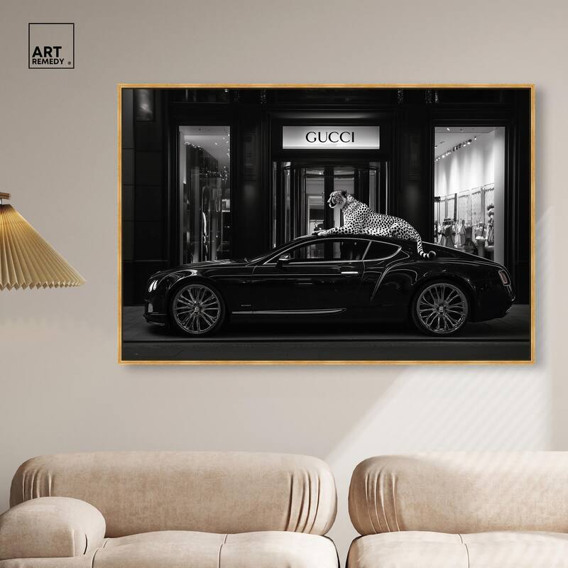 Cheetah and Sports Car Store Canvas by Art Remedy