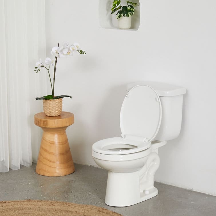 FBJ Soft Close White Plasic Toilet Seat No Slamming Easy to Clean On