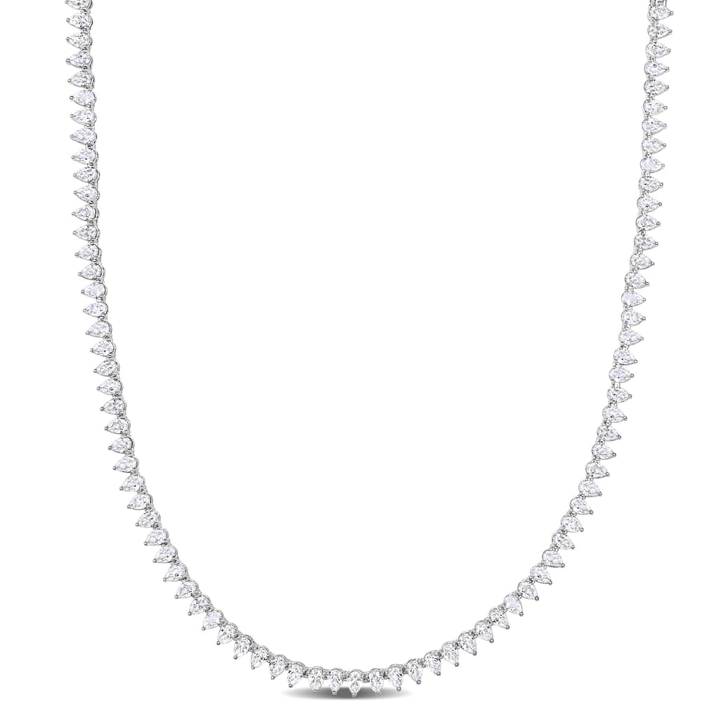 Miadora Created White Sapphire Teardrop Necklace in Sterling Silver