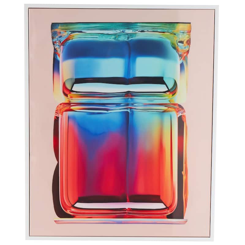 Canvas Abstract Cube Framed Wall Art with White Frame - Multi Colored - Roche River Decor
