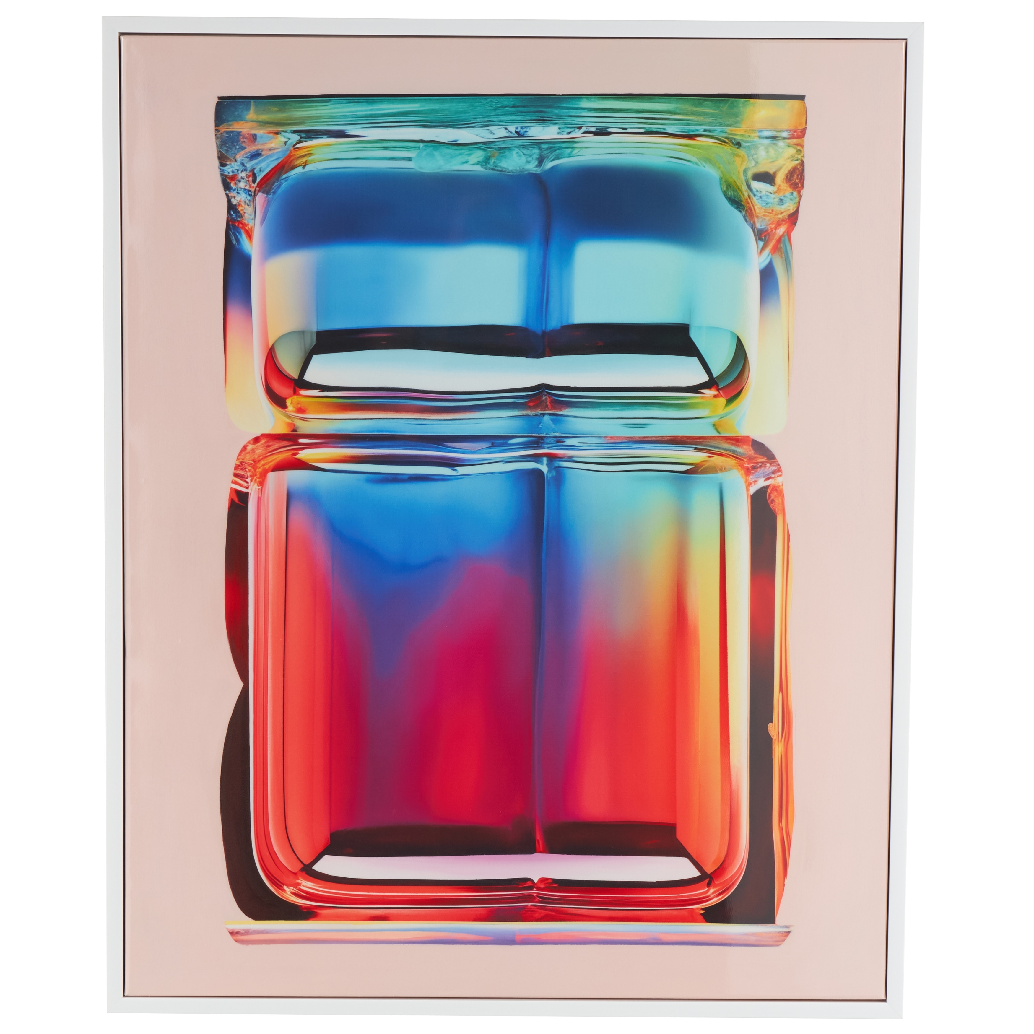 Canvas Abstract Cube Framed Wall Art with White Frame - Multi Colored - Roche River Decor