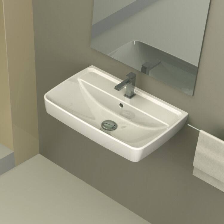 Nameeks CeraStyle 035100-U-One Hole Duru 22-5/8" Rectangular Ceramic - White