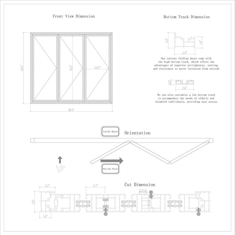 KaMic 96" x 80" 3-Panel Aluminum Patio Folding Door Left to Right-Outswing