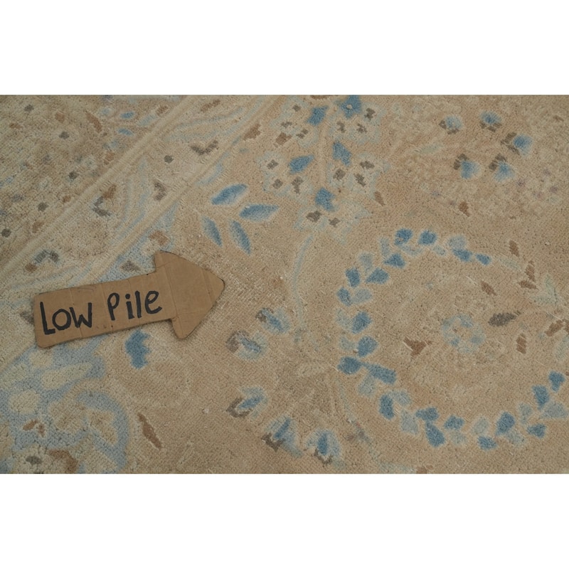 Hand Knotted Oriental 100% Wool Carpet Traditional Floral Beige & Ivories Tabriz Area Rug - 11' 0'' X 8' 1''