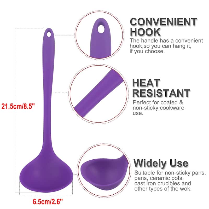 Silicone Soup Ladle Spoon 8.5 " Heat Resistant One Piece - 8.5" x 2.6"(L*W)