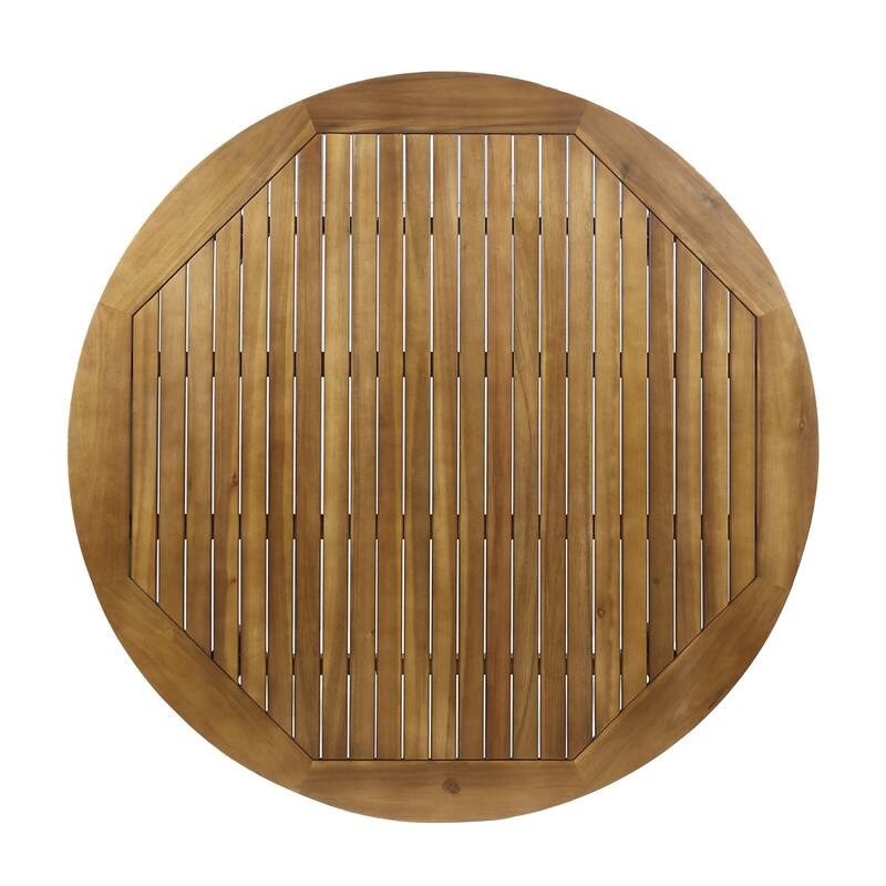 Acacia Wood Outdoor Dining Table - Modern Teak Finish Square Patio Table for Backyard