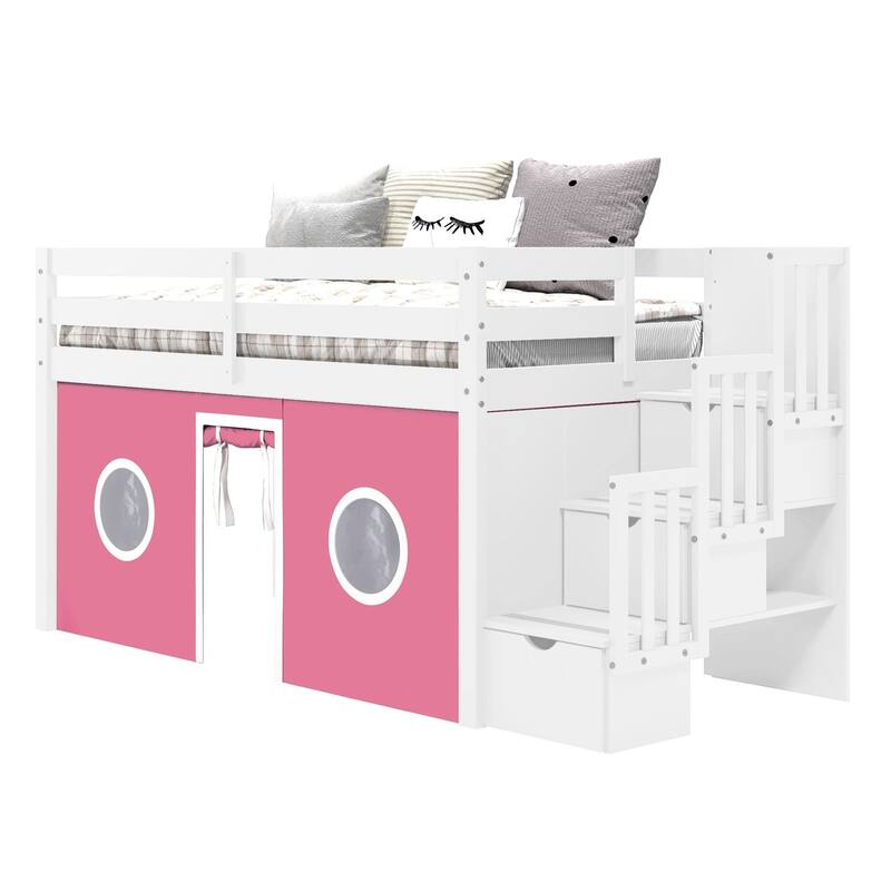 Taylor & Olive Trillium Low Loft Twin Bed with 3 Step-Stairway