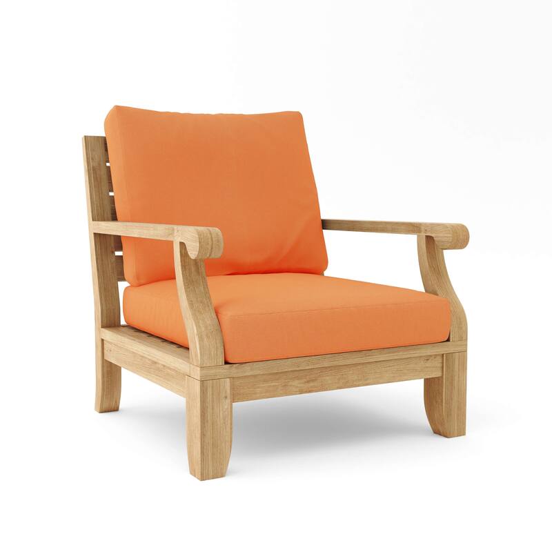 Riviera Luxe Teak Lounge Chair with Sunbrella Cushions - Canvas Tuscan