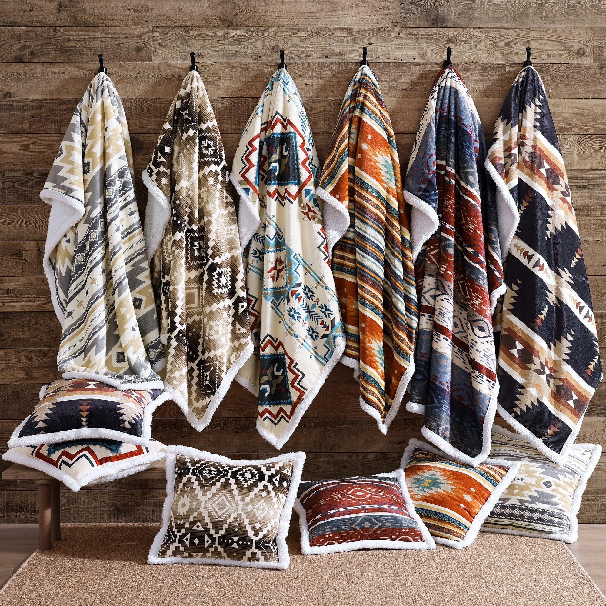 Indigo Hill by HiEnd Accents Campfire Sherpa Fleece Throw, 1PC or 3PC