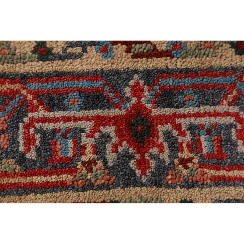 Geometric Heriz Serapi Indian Foyer Rug Hand-Knotted Wool Carpet - 3'0"x 4'11"